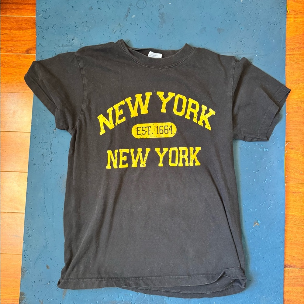 Youth Black T-Shirt with Yellow New York Print